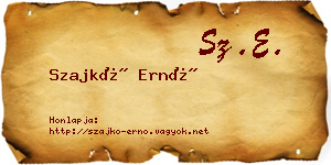 Szajkó Ernő névjegykártya